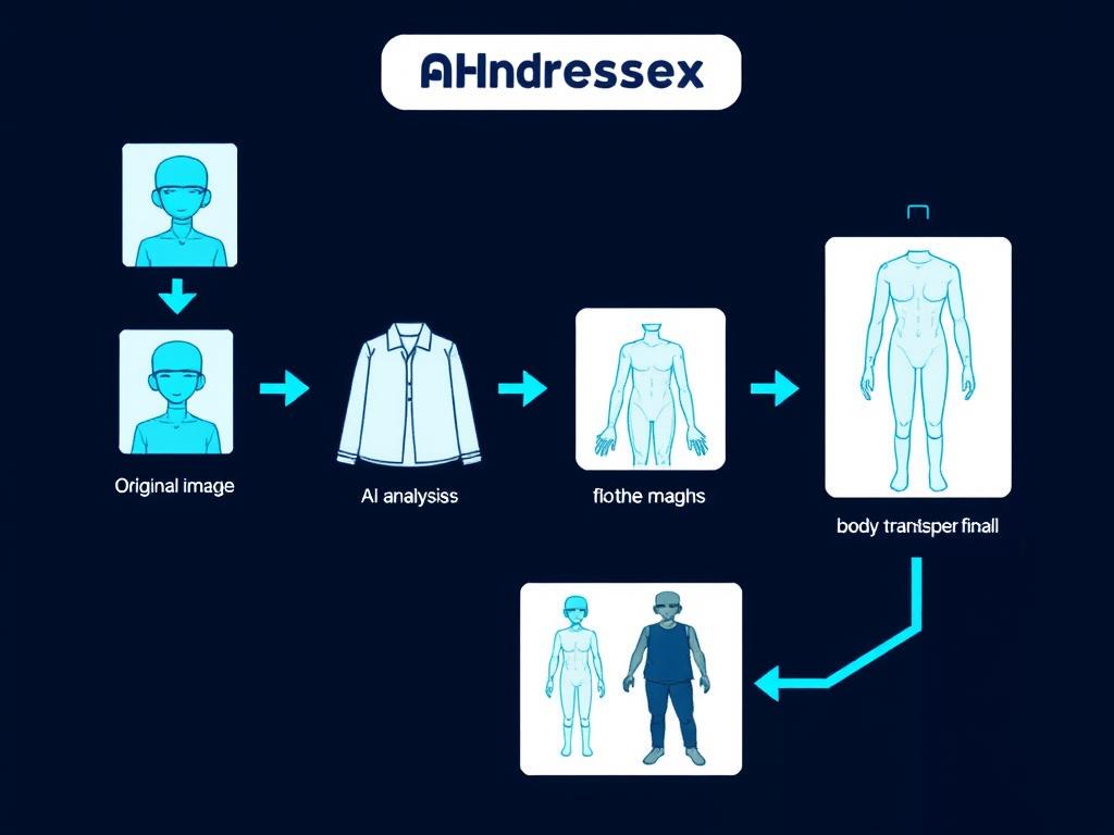 AI Undresser technology diagram showing how the algorithm processes images