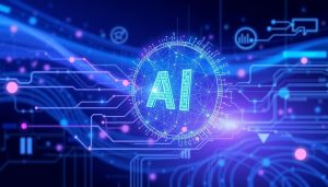 AI cum facial technology concept illustration showing digital transformation process