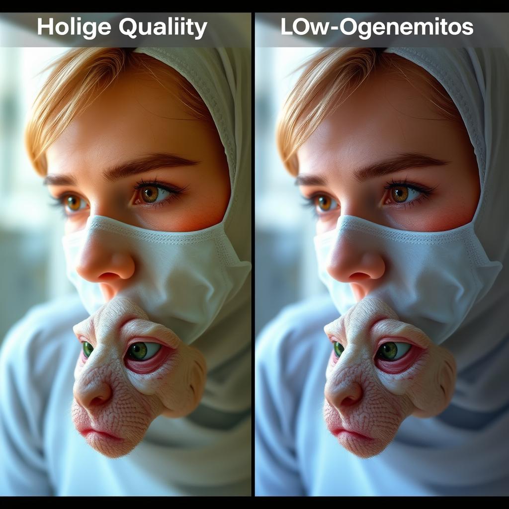 Comparison of high vs low quality AI-generated images
