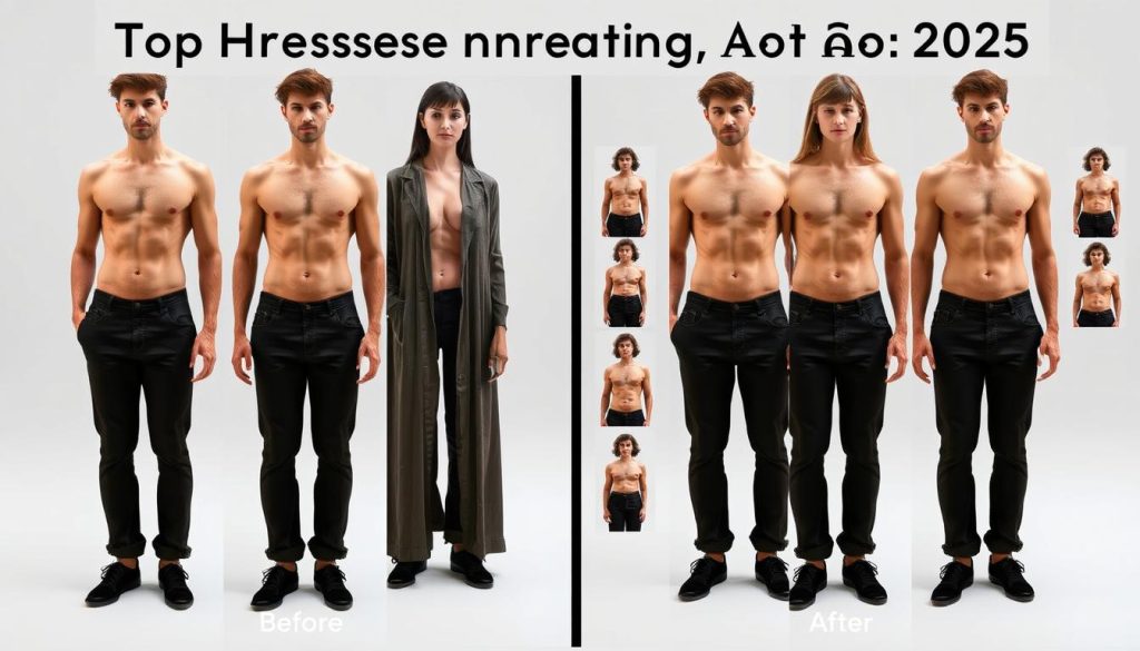Comparison of top undressing AI tools 2025 showing before and after results