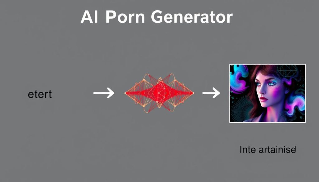 Diagram showing how AI porn generators process text prompts into images