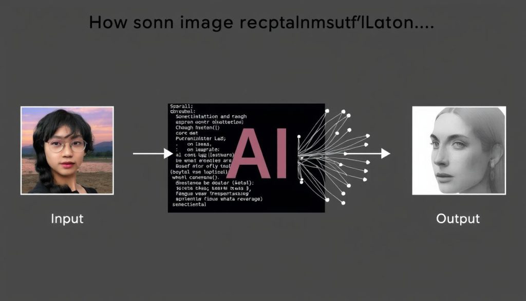 Diagram showing how Nudify AI technology works with input images and AI processing