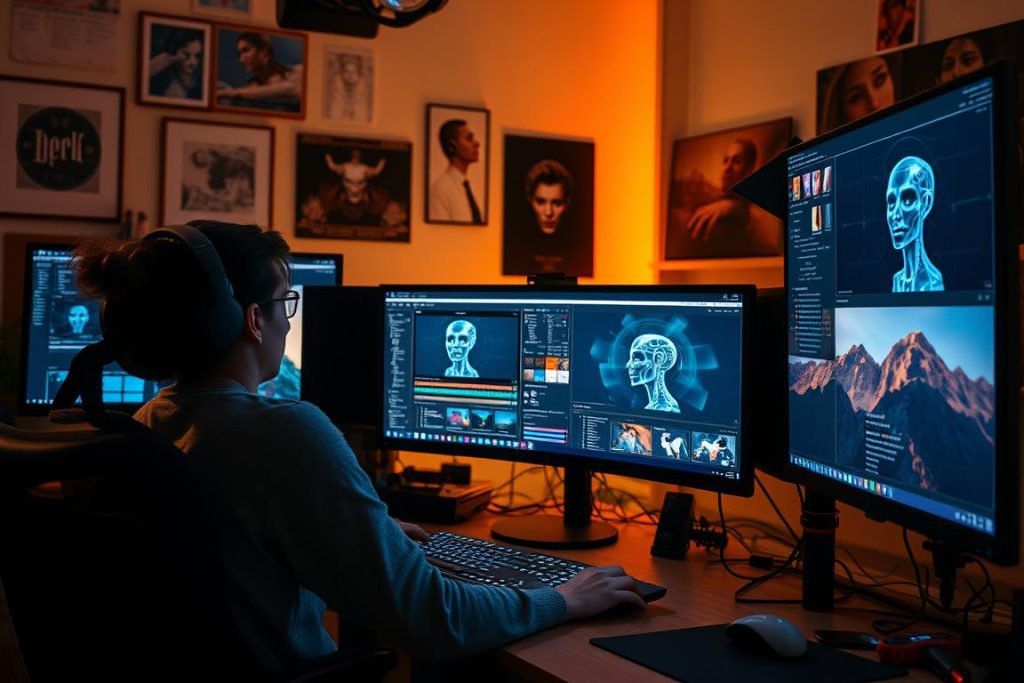 Digital artist using AI Undresser for creative project