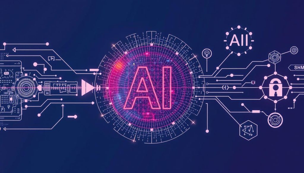 Illustration of AI image generation technology showing a digital transformation process