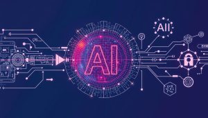 Illustration of AI image generation technology showing a digital transformation process