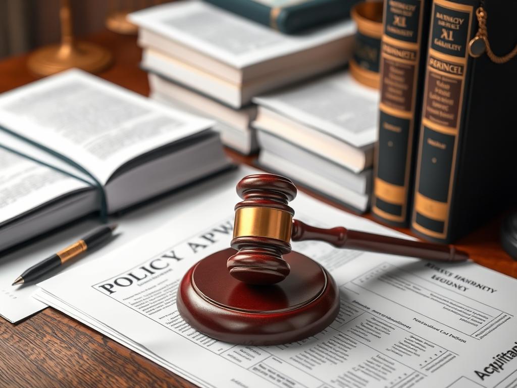 Legal documents and gavel representing AI regulation laws