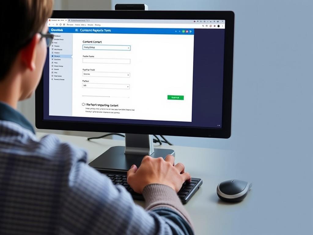 Person using a reporting tool on a computer screen