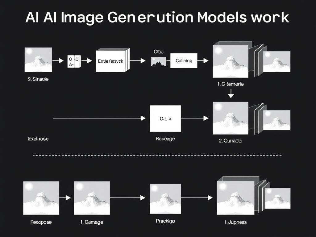Technical diagram showing how AI image generation models process data