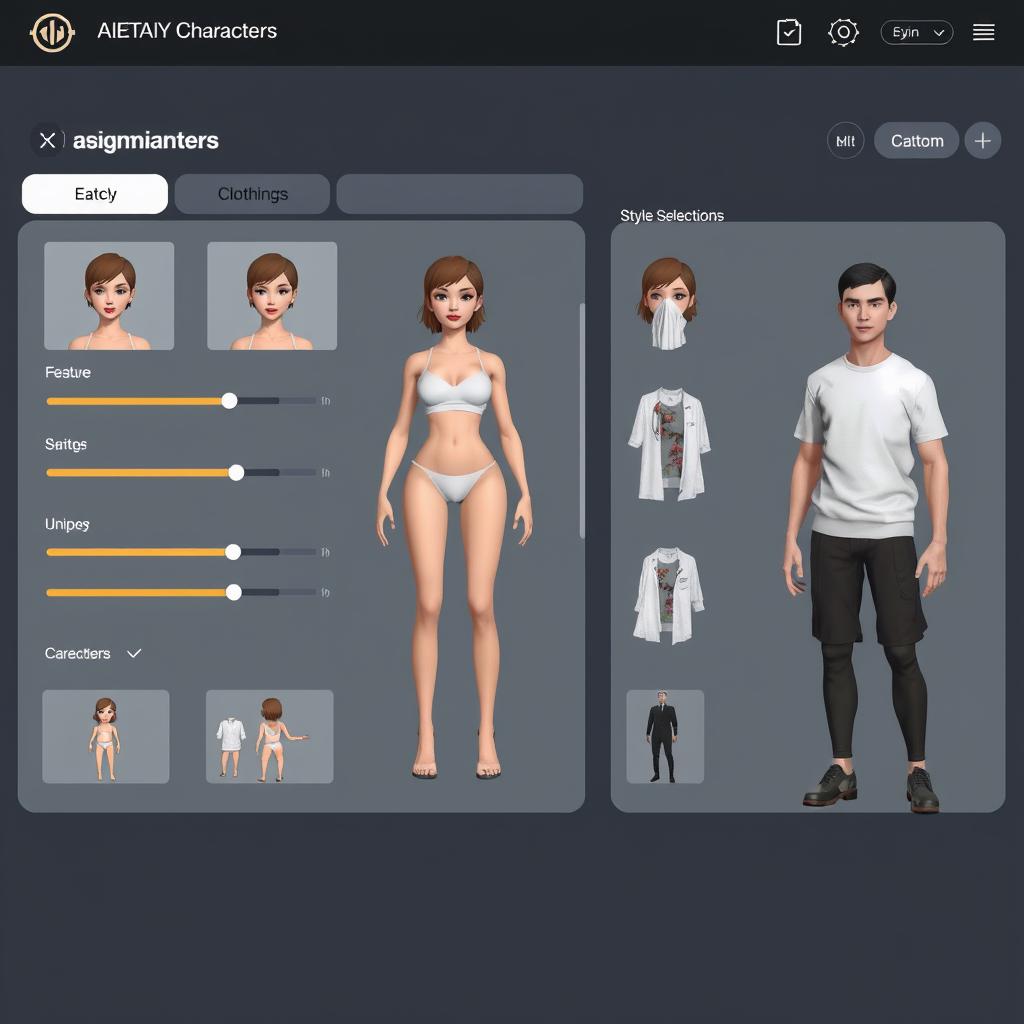 UI showing customization options for AI-generated characters